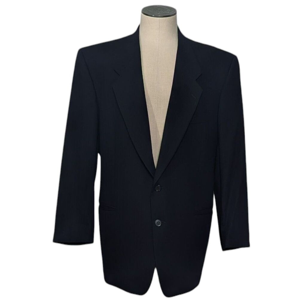 Vintage Mani Armani 44L Blazer Sport Coat Barney's Black Gray Pinstripe Designer